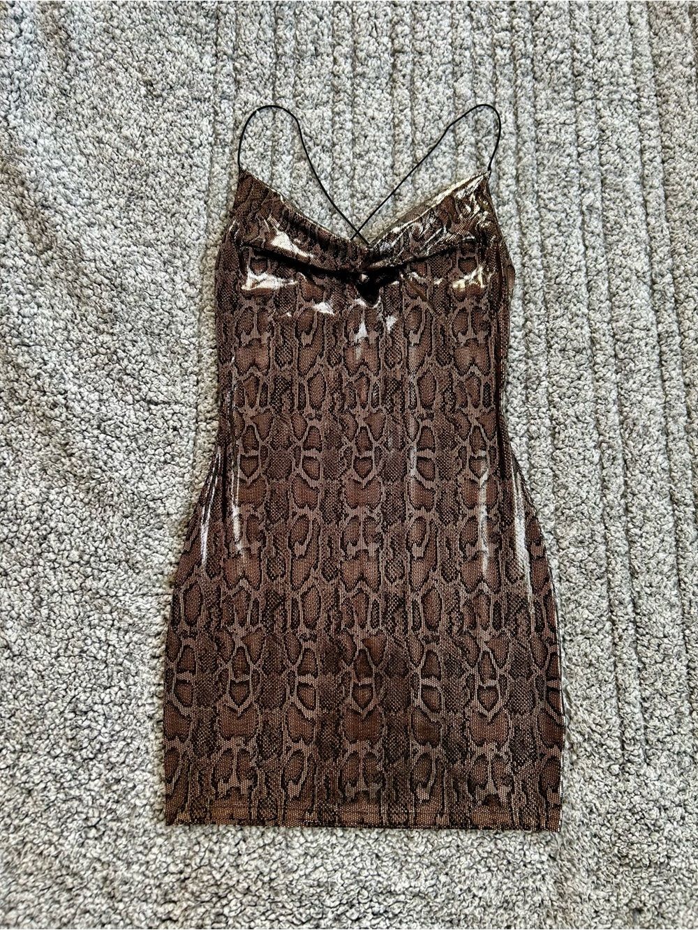 H&M Divided Metallic Brown Snake Skin Print Mini Dress - Women’s S